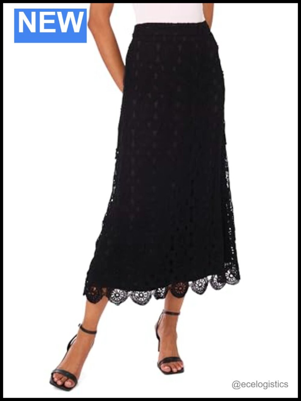 Vince Camuto Women's Crochet Maxi Skirt 89% Cotton 11% Nylon High Rise Zipper